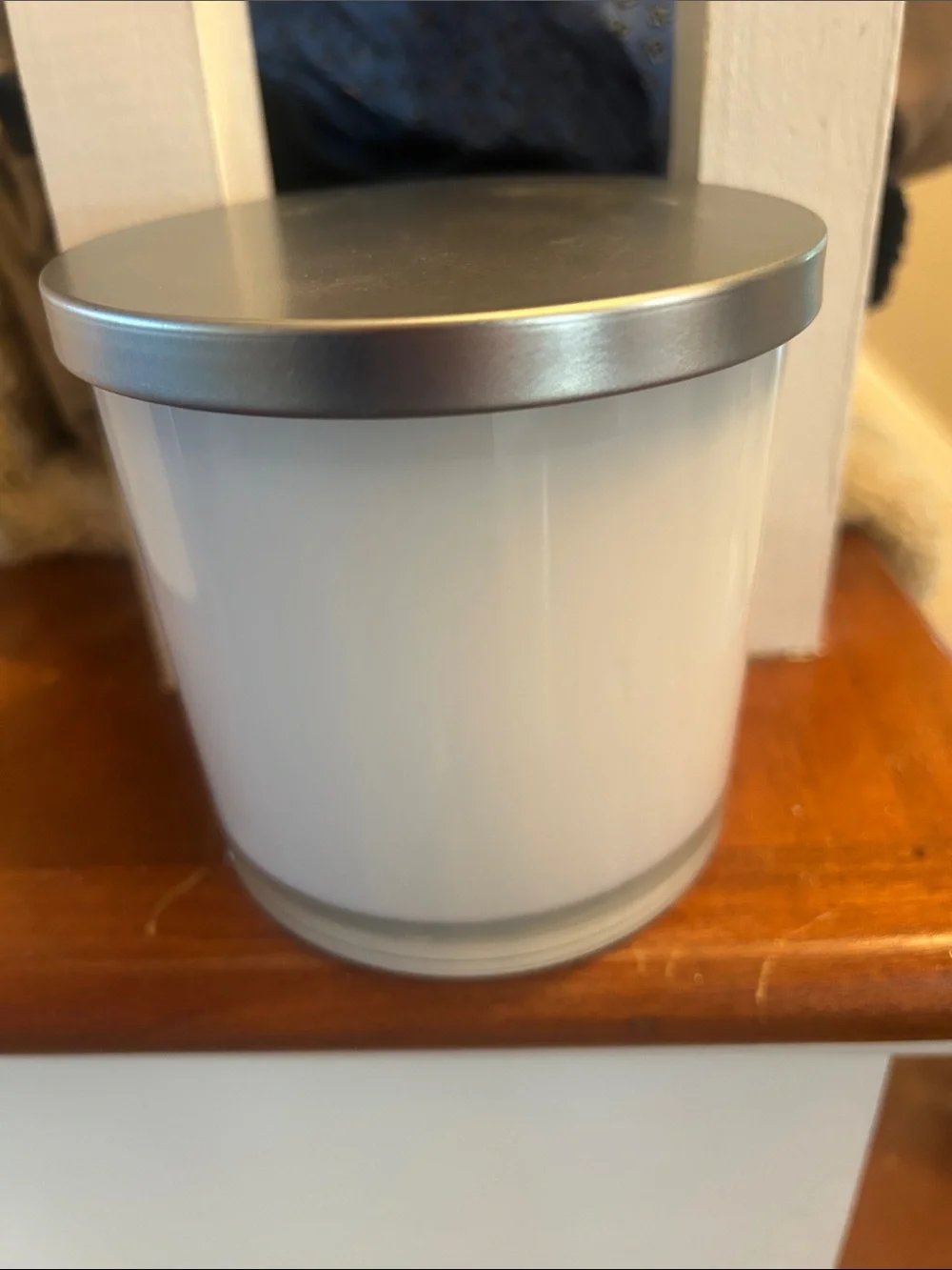 Scented Candle - White with Silver Lid